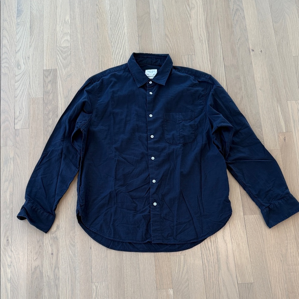 Rag & Bone Men's Navy Blue Button-down Shirt XL